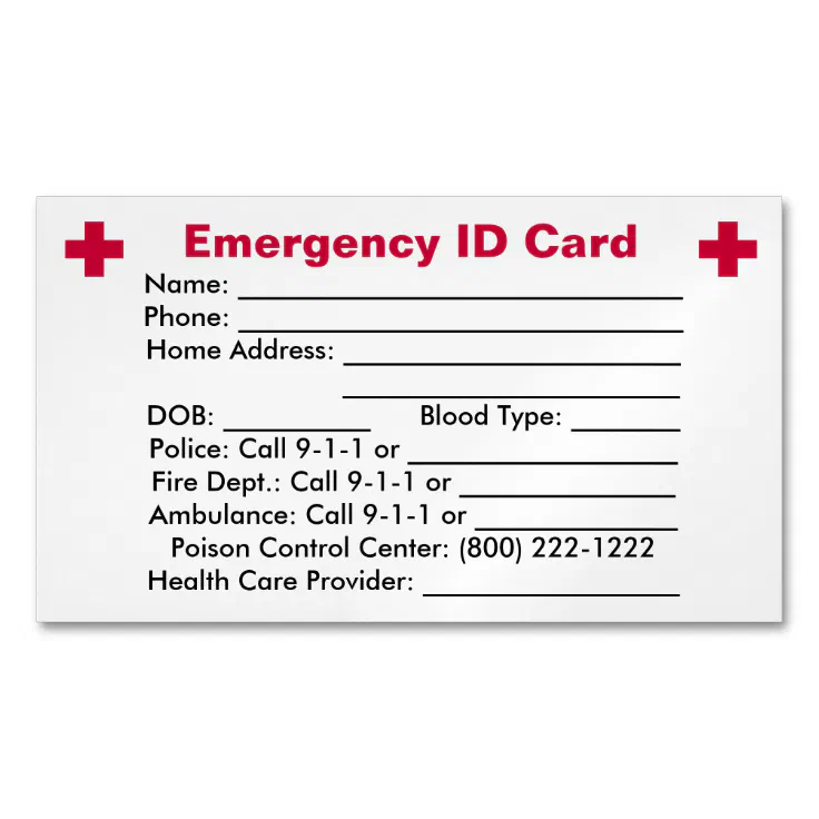 Emergency Contact Id Cards